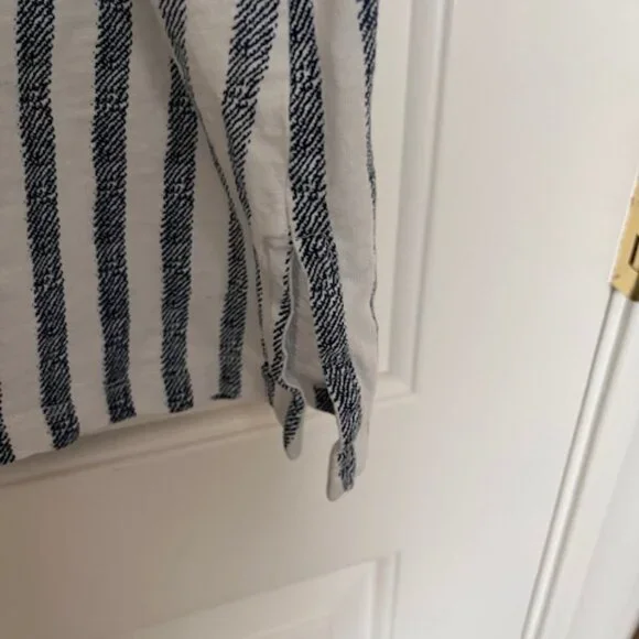 Wild Palm XL Blouse Vertical Stripes Navy on White - Picture 3 of 7